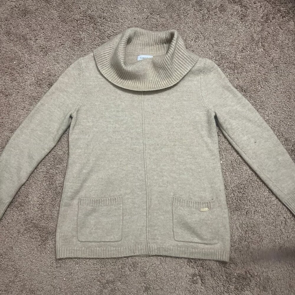 Calvin Klein Women's Tan Cowl Neck‎ Sweater Small